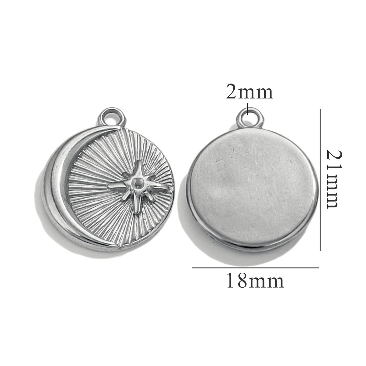 Silver color / 1 Piece Classic Retro Style Sun Shape Stainless Steel  Gold Color Women's Pendant 